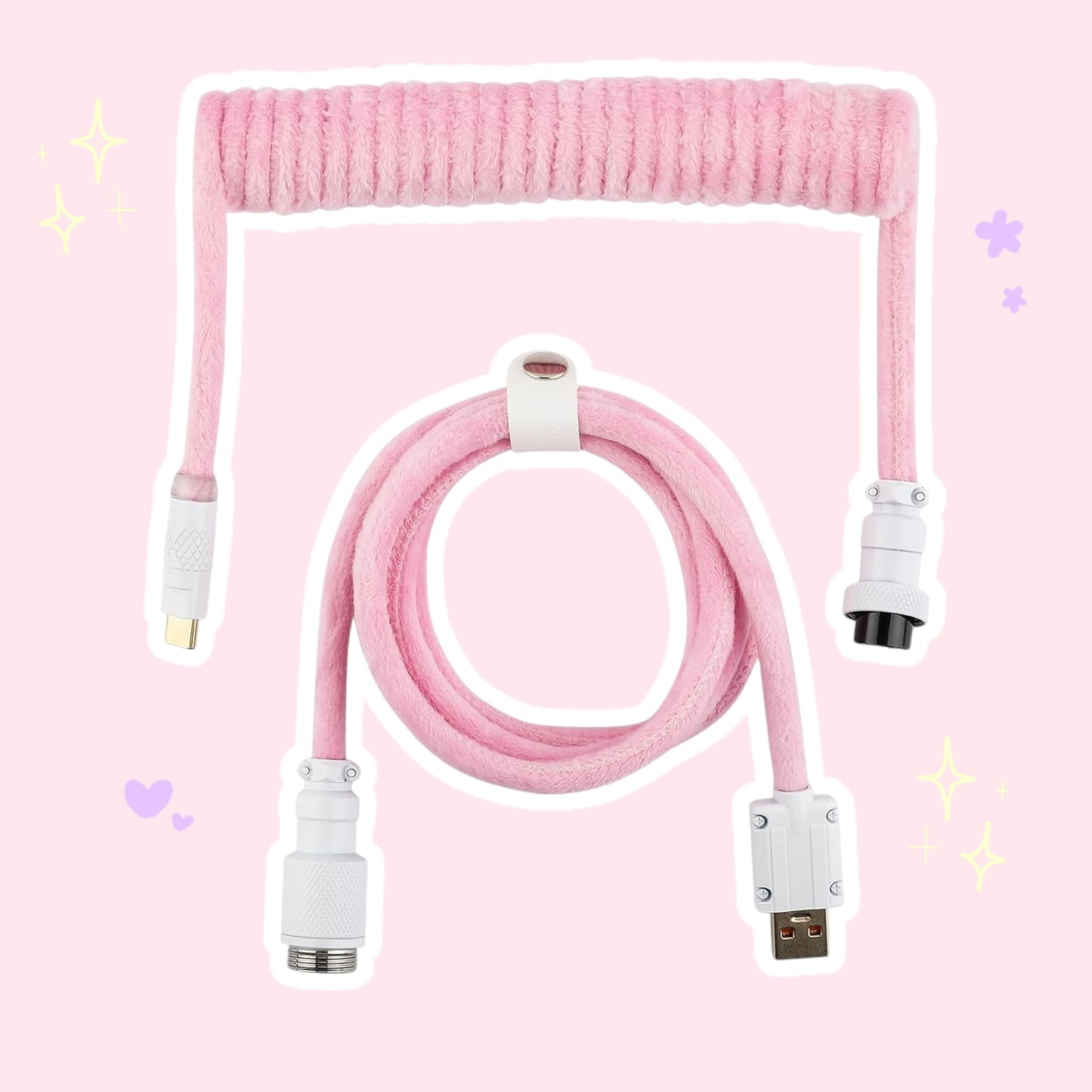 fluffy fur coiled keyboard cable