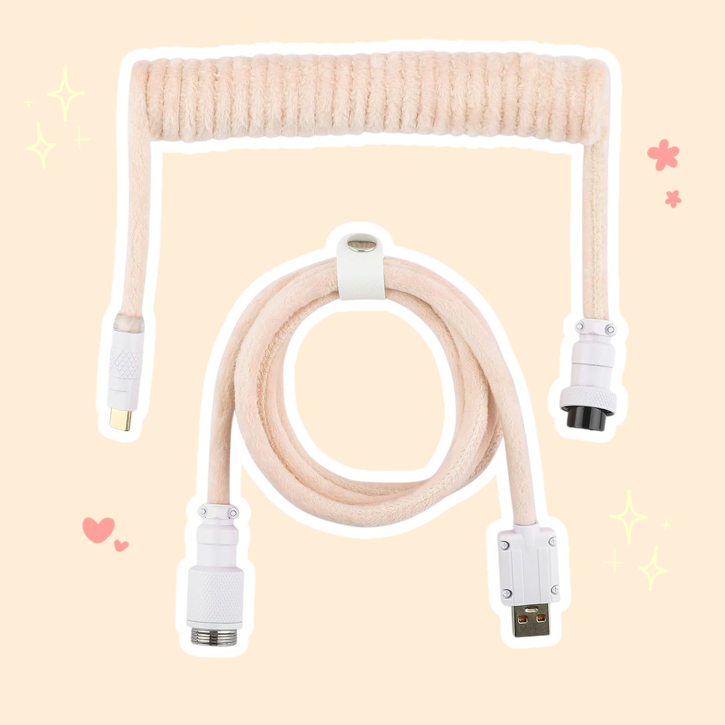 fluffy fur coiled keyboard cable