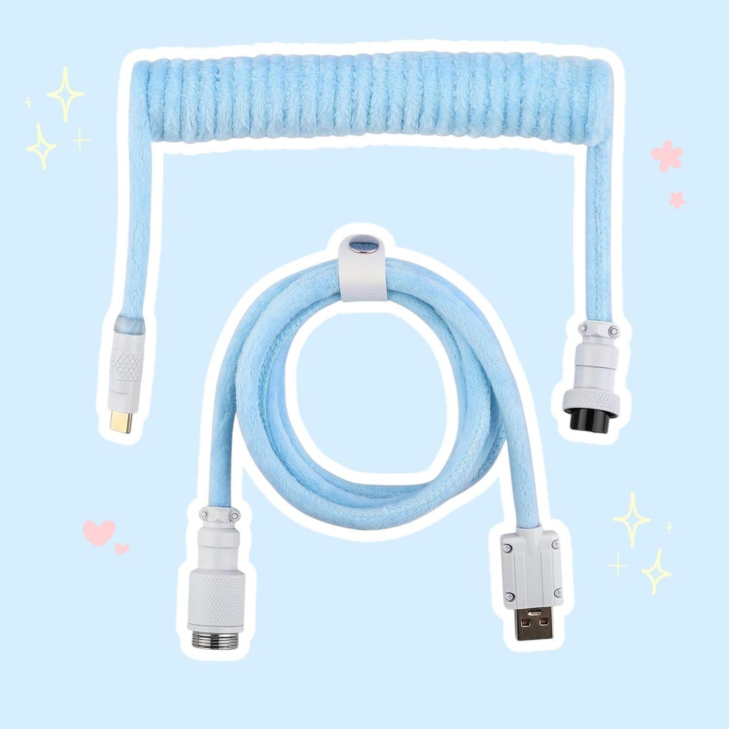 fluffy fur coiled keyboard cable